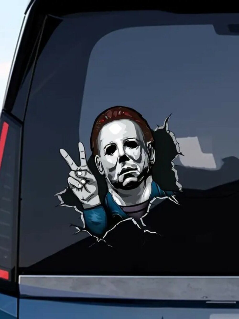Michael Myers 3D Funny Peeking Car Decal Waterproof Sticker for Window Bumper